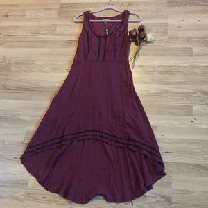 burgundy black lace sleeveless dress